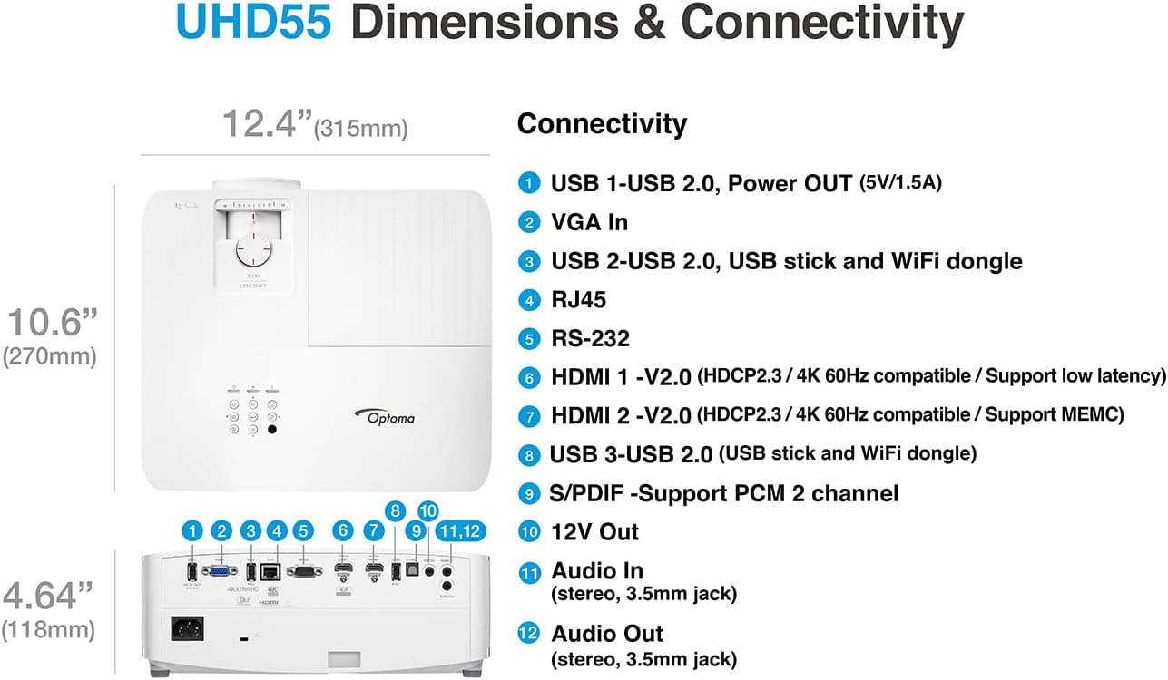 Optoma UHD55 - Smart 4K UHD home Cinema projector