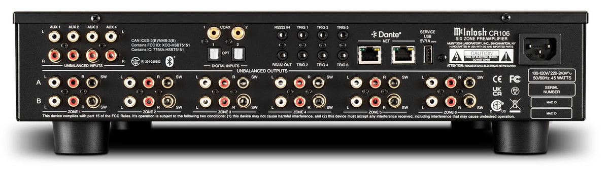 McIntosh CR106 (NEW) 2-Channel 6-Zone Preamplifier / Audio Matrix