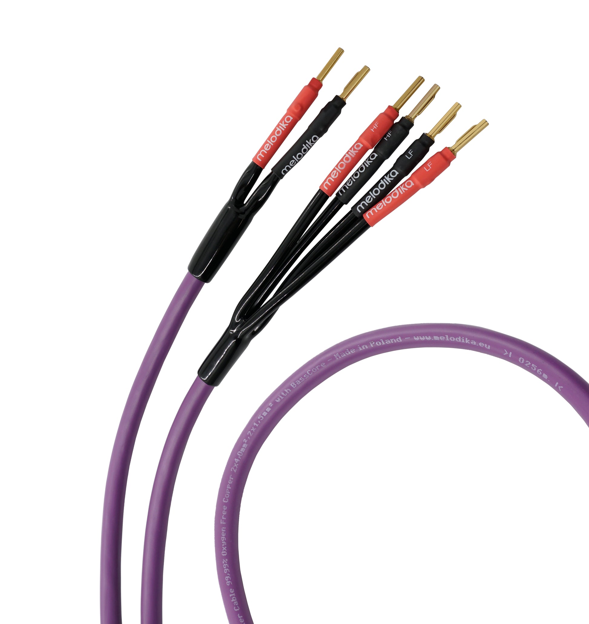 Melodika Purple MDBW41515 BI- Wire Speaker Cable OFC 4N 2 x 1.5 mm2 + 2 x 4 mm2 Banana Plug/Spade Plug