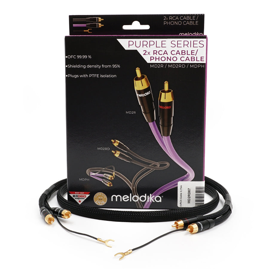 Melodika Purple MDPHD05 2xRCA  Phono Cable With a Grounding Wire