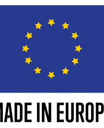 EU flag with 'Made in Europe' text on a white background